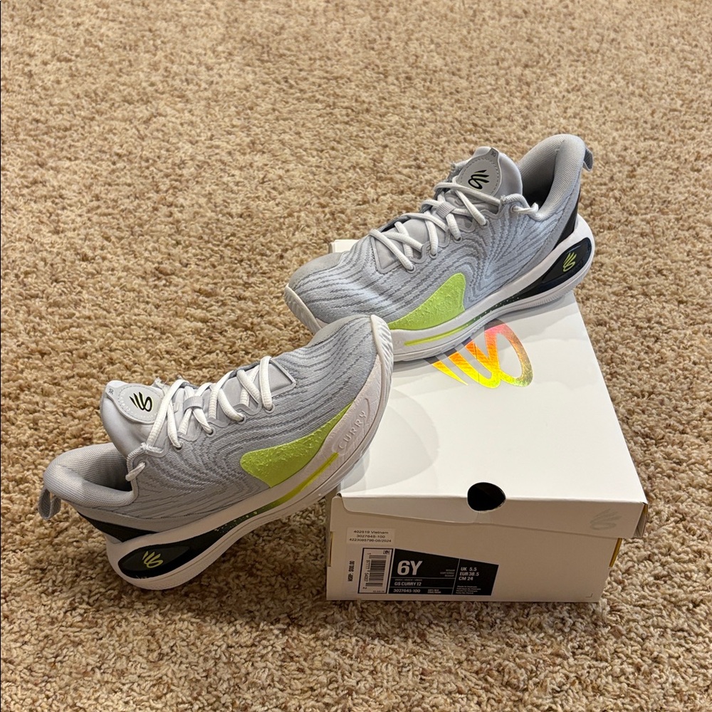 Under Armour GS Curry 12 Sneakers - Gray and Yellow